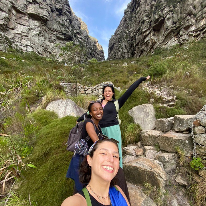 Tilting Futures participants stopping for a selfie during a hike
