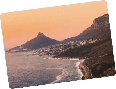 A beautiful view of Cape Town's shoreline at sunset