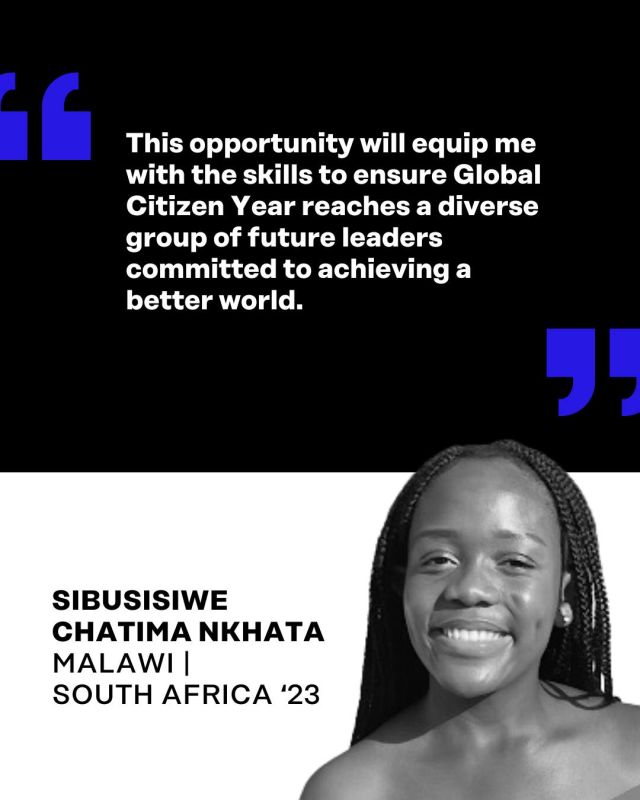 In 2023, Sibusisiwe Chatima Nkhata arrived in South Africa as part of the Fall 2023 Take Action Lab class. During her semester in Cape Town Sibusisiwe did her apprenticeship with the Western Cape Government where she developed the skills and experience that will serve her as an emerging leader. Sibusisiwe is among 45 alumni joining Global Citizen Year’s new Alumni Ambassador Program.

Subscribe to our newsletter for more inspiring can’t-miss stories like this. Click the link in our bio to subscribe.