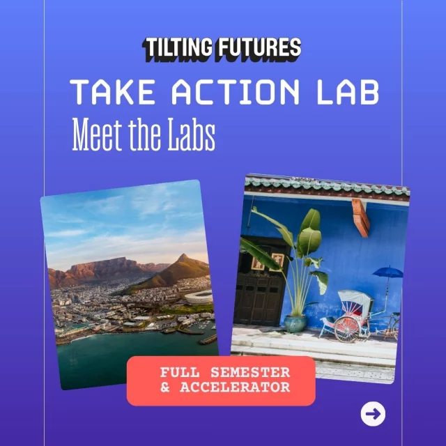 Meet the Labs! Choose Your Impact. Shape the Future.
Tilting Futures’ Take Action Lab programs invite you to live, learn, and take action alongside local changemakers across the globe.
🌿 Environment & Sustainability in Penang Island, Malaysia
Join the front lines of climate action—protecting ecosystems, advancing sustainability, and building resilient communities all semester long.
✨ Human Rights in Cape Town, South Africa
Earn a semester of credit through the University of Pittsburgh — work with organizations advancing food security, education, women’s rights, and refugee support.
⚡ Take Action Lab Accelerator in Penang or Cape Town
Spend nine transformative weeks in June - August apprenticing with local organizations while gaining global experience in human rights or sustainability.
Your journey to real-world impact starts here. 💫
👉 link in bio!
#TakeActionLab #TiltingFutures #MeetTheLabs