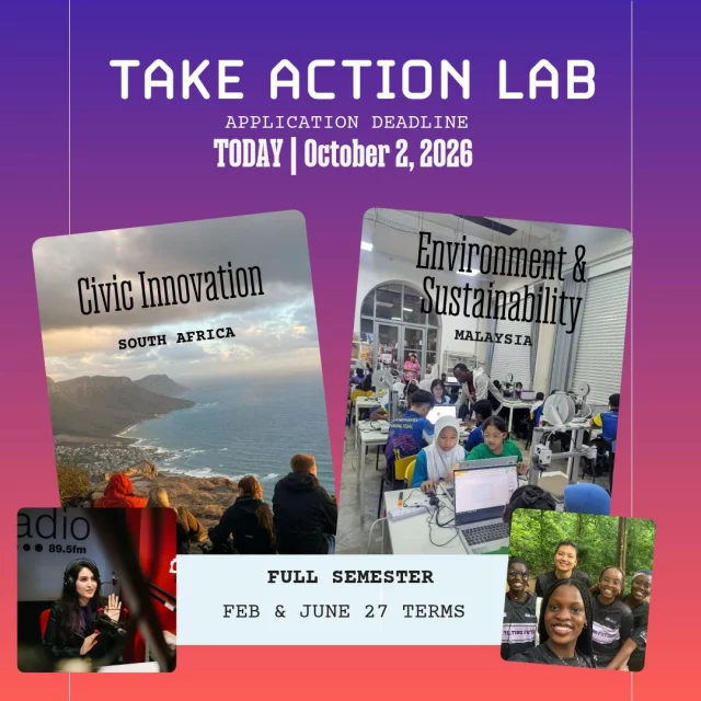 FINAL HOURS. 🌑 
Applications for Take Action Lab close tonight at 11:59 PM. Whether it's Penang or Cape Town calling you, the door to your global chapter closes at midnight!
TILT THE FUTURE. APPLY NOW. LINK IN BIO. 
#TiltingFutures #TakeActionLab #ApplyNow #GlobalChangemakers